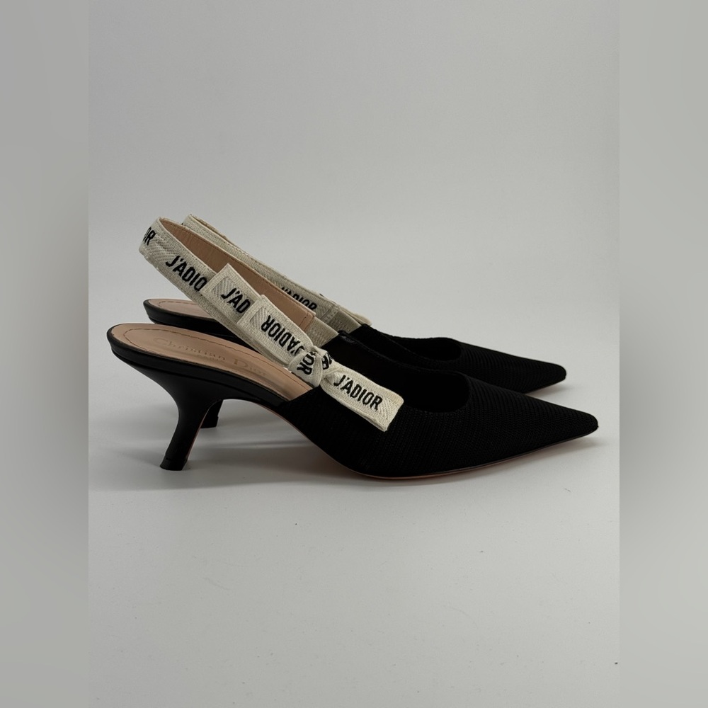 Christian Dior J'adior Slingback Pumps Black Technical Fabric Size 40 - Picture 1 of 10